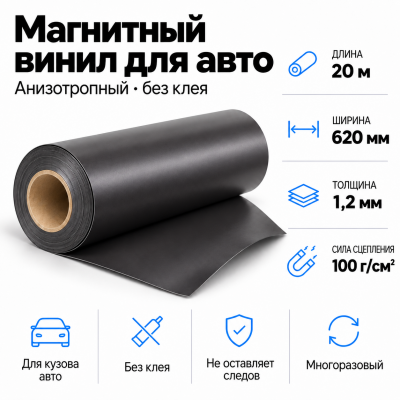 Магнитный винил для авто (анизотропный), 20м*620*1,2мм  В Нижнем Новгороде