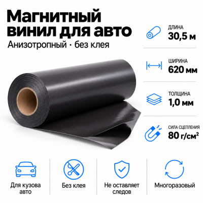 Магнитный винил для авто (анизотропный), 30,5м*620*1,0мм  В Нижнем Новгороде